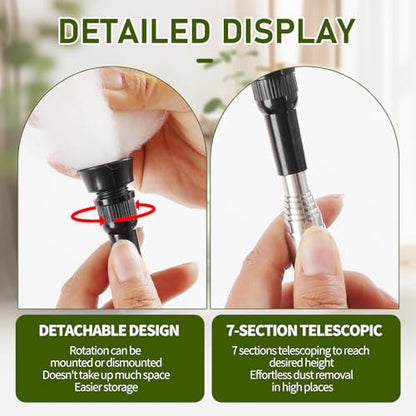 Extendable Lambswool Duster 25-64" Retractable Telescopic Handle Removable Head Multi-Surface Cleaning Tool for Ceiling Fans, Windows, High Walls, and Hard-to-Reach Areas (2pcs) - size: 25-64inch