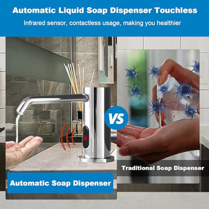 Touchless Automatic Soap Dispenser for Kitchen Bathroom Sink Built in Liquid Commercial Electric Soap Dispenser with Bottle and Pump Chrome Platingd - color: Electroplate-liquid