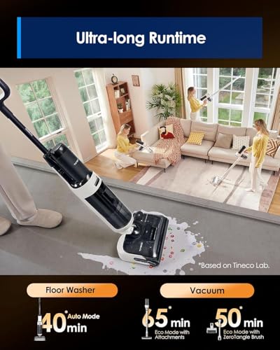 Tineco Floor ONE Switch S6 Stretch Wet Dry Vacuum Cleaner, Multi-Function, 180° Lay-Flat, Anti-Tangle Design, Self-Cleaning, 65Min Runtime, Dual-Edge Cleaning, Whole-House Cleaning Floor Cleaner - style: Switch S6 Stretch