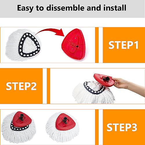 10Pack Spin Mop Replacement Heads,100% Microfiber Mop Head Replacement Compatible with Triangle Spin Mop, Easywring 1-Tank System, Easy Cleaning, Microfiber, Machine Washable - size: 10Pack