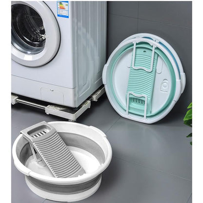 Large Collapsible Washboard Basin for Hand Washing Clothes - Portable Laundry Tub with Scrubber, Durable & Sturdy, Foldable Space-Saver, Ideal for Home, Travel, and Camping (Gray) - color: Gray