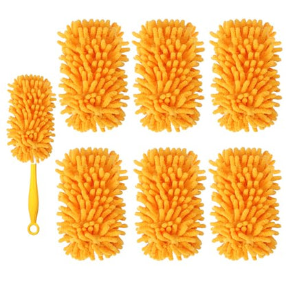 Reusable Duster Refill Compatible with Swiffer Duster Kit - Pet Heavy Duty Duster Refills Fit for Swiffer Extended Handle Duster - Microfiber 360 Duster Refills for Dusting Cleaning, 6 Pack - color: 6 Pack(orange)