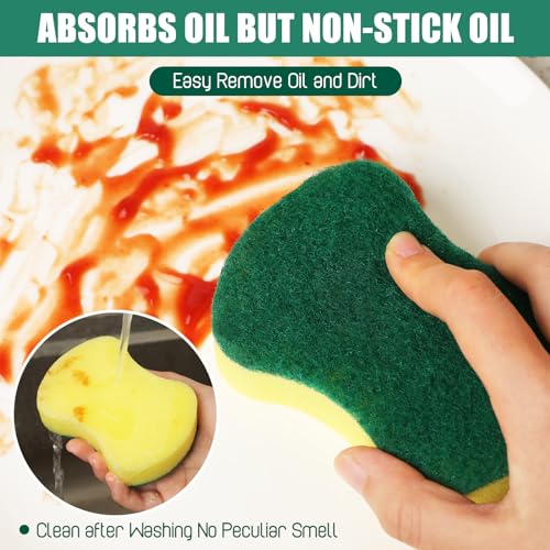Tanlade 240 Pcs Individually Wrapped Sponges Kitchen Bulk Non Scratch Scouring Sponges for Dishes Household Cleaning Travel Apartments Hotel Car - color: Yellow Green