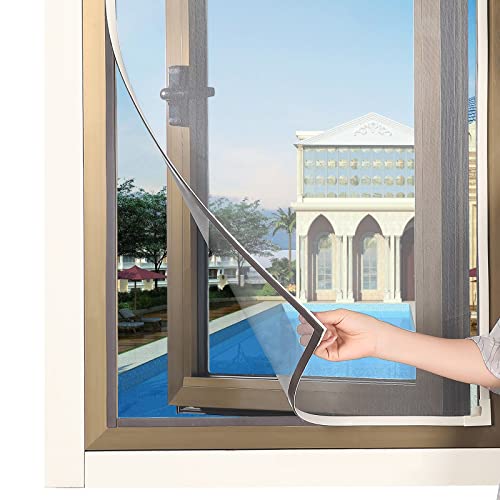 Magnetic Window Screen DIY Adjustable Window Mesh Screen Replacement Window Net Fits up to 72"x 48" White Frames with Fiberglass Mesh - size: 72"X 48"