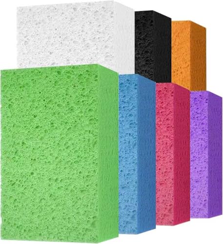Cleaning and Washing Sponges,7 Pack Extra Thick Heavy Duty Sponge Multi-Purpose for Kitchen Bathroom Bike Boat Car, Large Size Sponges 4" X 6" X 2" (Mixed Color) - color: A-mixed 7 Pack