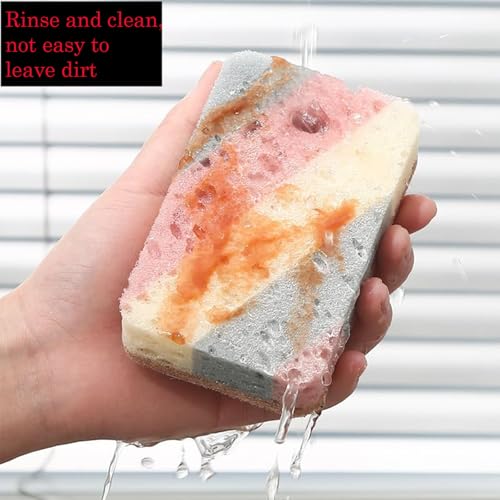 Double Sided Multi-Purpose Kitchen Cleaning Sponge, Great for Dishwashing and Stain Removal, Absorbent, Durable Coconut Fiber Side and Soft Sponge Side 5 Pcs Brown - color: Brown