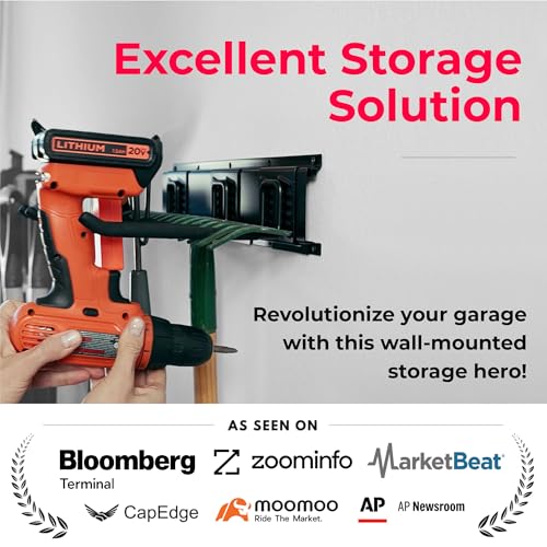 TIDYME Garage Tool Organizer Wall Mount - 80 inches - Sturdy Storage Rack with Adjustable Hooks, Anti-Rust - Easy Installation, 500lbs Capacity - Garden Tool Organizer (05 Racks & 10 Hooks) - size: 80" Carbon Steel with 5 Racks & 10 Hooks