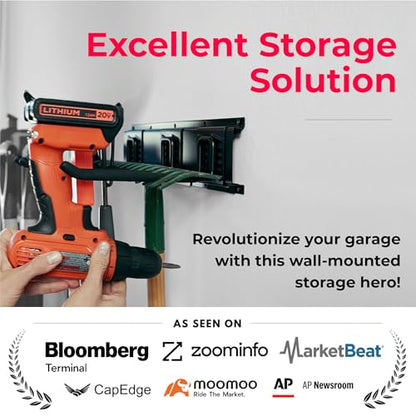 TIDYME Garage Tool Organizer Wall Mount - 80 inches - Sturdy Storage Rack with Adjustable Hooks, Anti-Rust - Easy Installation, 500lbs Capacity - Garden Tool Organizer (05 Racks & 10 Hooks) - size: 80" Carbon Steel with 5 Racks & 10 Hooks