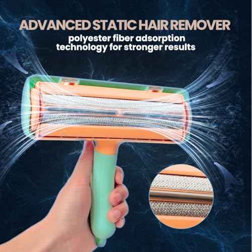 Pet Hair Remover Roller, Reusable Pet Hair Removal Brush for Dogs and Cats, Self Clean Fur from Couch, Bed, Rugs, Laundry and Clothes, Green - color: Green