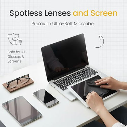 Lens Cloth – Microfiber Cleaning Cloth for Glasses, Streak Free, Lint Free, Scratch Free, Reusable Eyeglass Cleaner, Camera Lens, Phone, Laptop & Electronics - Pack of 6 (2 of Each Color) - size: 6 Pack