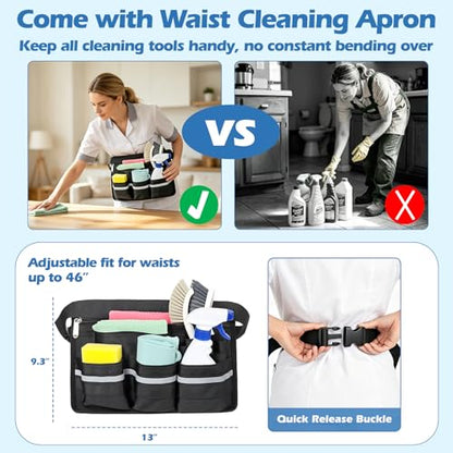 Rolling Cleaning Caddy Bag with Wheels, Large Cleaning Supplies Organizer Backpack with Detachable Trolley and Cleaning Apron for Housekeepers, Home, Hotel & Car Detailing - color: A02-blue