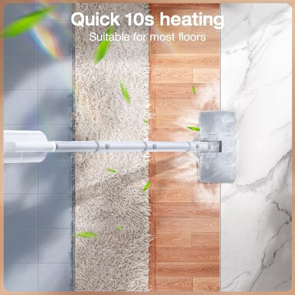Steam Mop with Detachable Handheld Steam Cleaner, 10-in-1 Multi Accessories, Quick 10s Heat, 350ml and 2-Level Steamer for Cleaning Floor, Carpet, BBQ Grill, Tile, and Grout, Light White - color: Light White