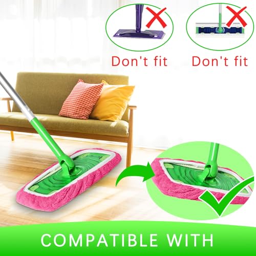 Microfiber Mop Pads - 3 Pack Reusable Washable Refills for Wet & Dry Floor Cleaning - Fits Most Standard Mops - Rose Pink Household Cleaning Pads - color: Rose Pink