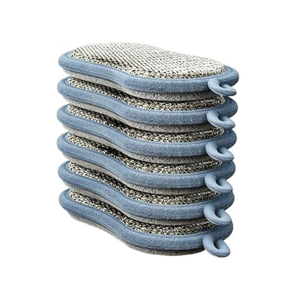 Tableware Cleaning Pad - Six Count Bundle, Non Abrasive Texture, High Absorption Build | Dish Glassware Washer for Cutlery Pan Pot Sink Kitchen Bathroom Countertop Home Apartment Restaurant Tool