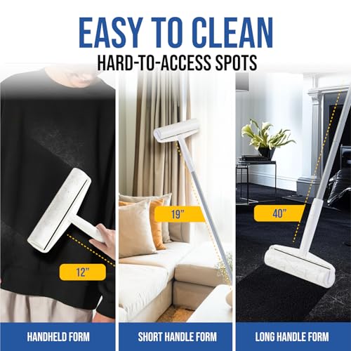Large Lint Roller with Long Handle – 9.45" Heavy Duty Giant Lint Rollers for Pet Hair – Sticky Roller with Extendable Handle and Refills for Floor, Furniture, Couch, Carpet - size: Large Roller - 9.45" - 450 Sheets