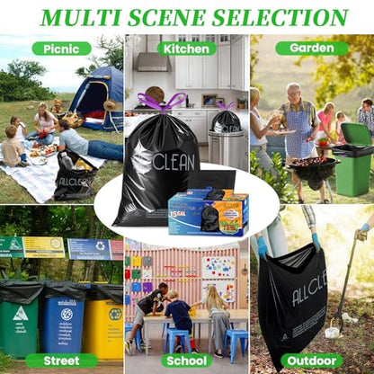 Trash Bags 15 Gallon Tall Kitchen Drawstring Garbage Bags,Fit 13-15 Gal Bins,Extra Strong&Leak-Proof,Unscented&Recyclable Trash Can Liners for Home Office Industrial Bathroom Garden Lawn(Black) - style: 13-15 Gallon-Black