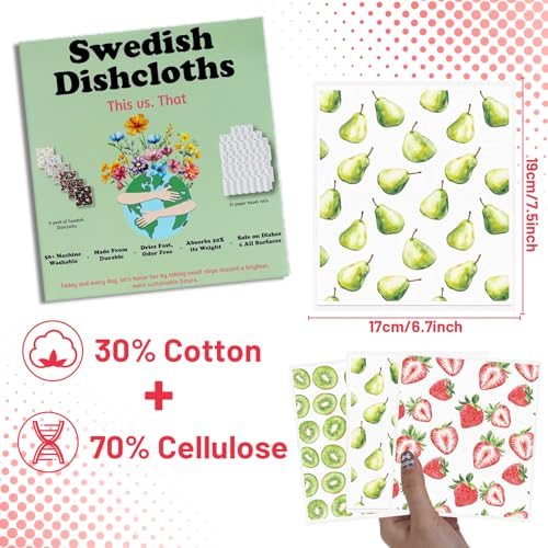 Reusable Swedish Dishcloths for Kitchen, 6PCS Fruit Theme Cellulose Sponge Paper Towels Washable, Absorbent Fast Drying Swedish Dish Cloth for Home Cleaning - style: Fruit
