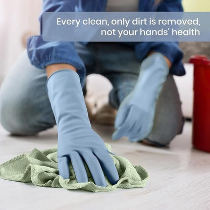 Durable Tendon Skin-Friendly Cleaning Cloths - Reusable Waterproof,Non-Slip Household Dishwashing Rubber Gloves - color: Blue, size: Large