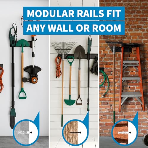 Precision Defined Garage Tool Organizer Wall Mount 48 inches, 330 lbs Capacity, Garden Tool Organizer, Garage Storage Rack, Shed Organizer, Garage Organizer with Adjustable Hooks, Shovel, Rake Holder