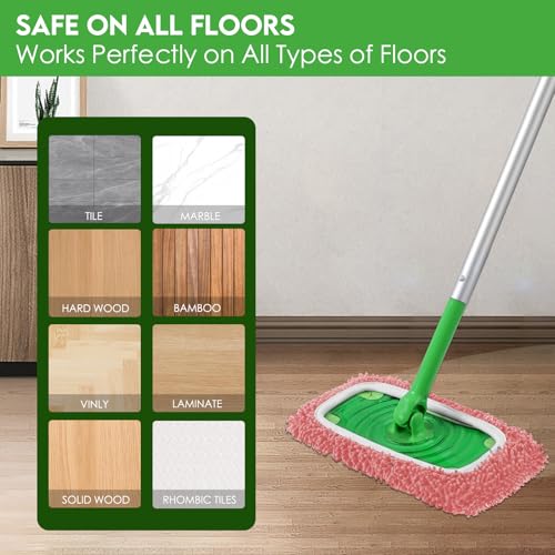Reusable Microfiber Mop Pads Compatible with Swiffer Sweeper Mop - Dry Sweeping Cloths & Wet Mopping Cloths - Washable Wet Pads Refill for Mopping Floors, 6 Pack (Mop is not Included) - color: 6 Pack (Pink)