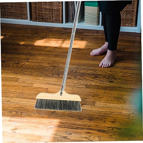 VICASKY Soft Bristle Broom with Long Handle Static Hardwood Floor Cleaning Brush for Home and Office Thick Bristles for Pet Hair and Dirt Removal Indoor Outdoor Sweeping Tool