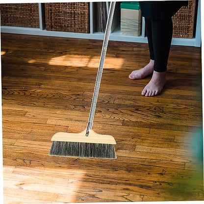 VICASKY Soft Bristle Broom with Long Handle Static Hardwood Floor Cleaning Brush for Home and Office Thick Bristles for Pet Hair and Dirt Removal Indoor Outdoor Sweeping Tool