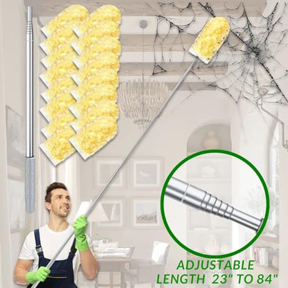Duster Refills,Static Dust Removal Brush Disposable Replacement Head Compatible with Swiffer,Duster Refills for Electronics, Furniture, Blinds, Ceiling Fans (Yellow, 30 Refills+1 Extension Pole) - color: Yellow, size: 30 Refills+1 Extension Pole