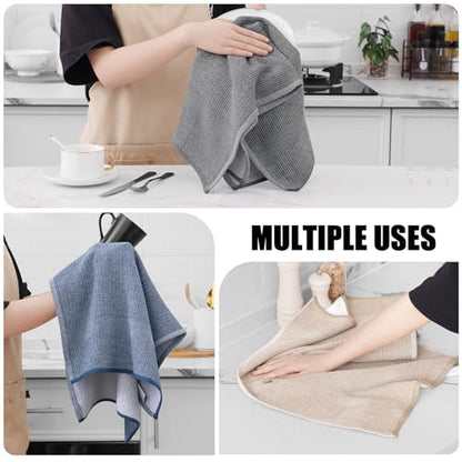 Homaxy Premium Kitchen Towels(18”x 28”, 3 Pack), Large Cotton Kitchen Hand Towels, Flat and Terry Dish Towels, 380 GSM Highly Absorbent Tea Towels Set with Hanging Loop, Multicolor - color: Multicolor, style: 3-pack