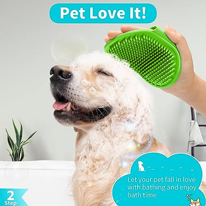 Comotech 6PCS Dog Bath Brush & Dog Toothbrush | Adjustable Handle Shampoo Brush & Scrubber for Short & Long Haired Dogs & Cats | Effectively Solve Odor & Stain Removal Problems (Blue Green Gray) - color: Blue Green Gray