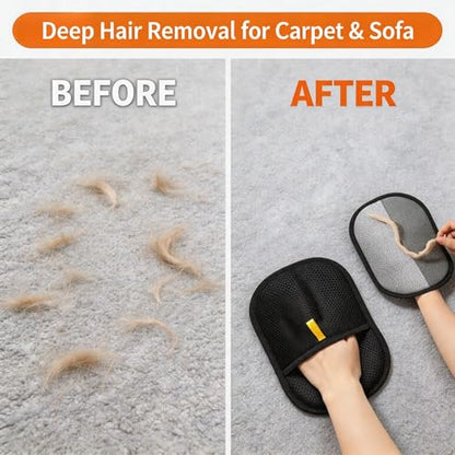 Pet Hair Remover Gloves, 9.4"×7.1" Reusable Static Lint & Fur Remover for Furniture, Car Seats, and Clothing - Hair-Stripping Grooming Tool for Cats & Dogs Reusable, 2PCS