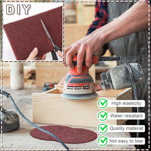 100 Pcs General Purpose Scuff Pads 6 X 9 Inch Red Abrasive Hand Sanding Non-Woven Aluminum Oxide Abrasive Pads Set for Surface Preparation Scuffing Scouring Blending Cleaning