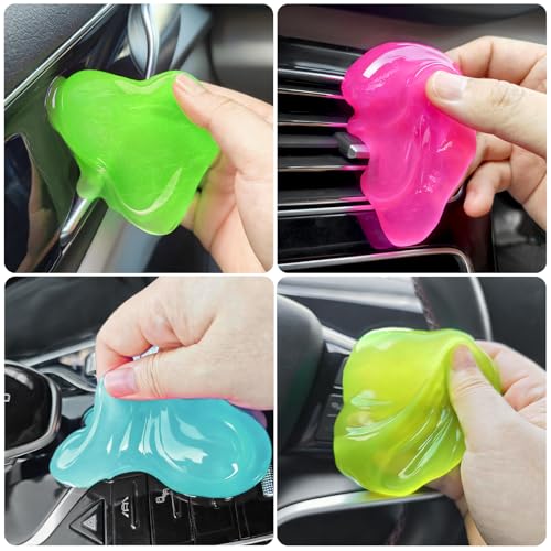 Car Cleaning Gels 3 Pack, Clean Putty Dust Cleaner Kit, Auto Detailing Tools Cleaning Putty, Car Cleaner Gels-4 Pack,