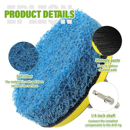 4 Inch Drill Brush Scrub Pads Cleaning Kit, 5X Faster Cleaning, Reusable Double Sided Scrub Pad for Bathroom Shower Tub Tile Grout Kitchen Toilet Hard Surfaces, 9 Pack(Blue) - color: Blue