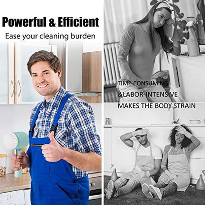 Electric Spin Scrubber, 3-in-1 Cordless Rechargeable Shower Scrubber with 3 Replaceable Cleaning Brush Heads for Bathroom/Kitchen/Floor/Tile