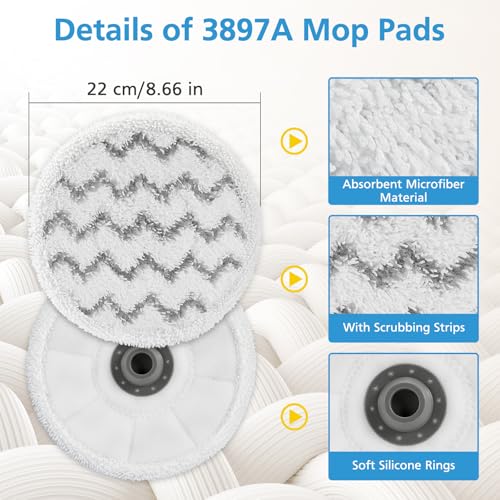 6 Pack 3897A / 3712 Rotating Steam Mop Pads Replacement for Bissell SpinWave SmartSteam Scrubbing Steam Mop Cleaner 【Models 3897A/3712 ONLY】, Washable Reuseable Refill Pads - color: 6 Pack(stripe)