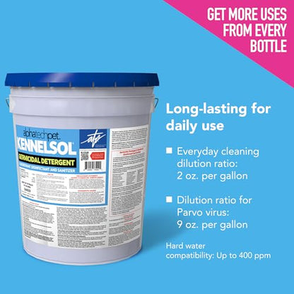 KennelSol Dog Crate Cleaner & Disinfectant for Kennels, Cages, Floors, Litter Boxes & Hard Surfaces | EPA-Registered, Kills Bacteria & Viruses, Parvo Disinfectant | 640 Fl Oz - size: 640 Fl Oz (Pack of 1)