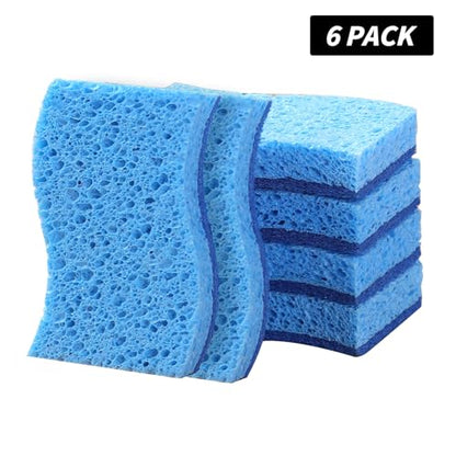 6-Pack Non-Scratch Kitchen Sponges – Durable Dish Sponges for Dishes, Pots, and Pans, Perfect for Cleaning Stainless Steel, Dishwashing, and More, Blue - color: Blue Blue