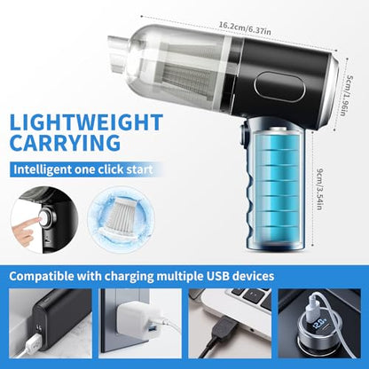 Vcwtty Electric Air Duster, 3-in-1 Compressed Air Duster, Keyboard Vacuum Cleaner & Air Blower, Replaces Canned Air, 12000PA Cordless Handheld Mini Vacuum for PC, Computer, Desktop, Car & Pet Hair