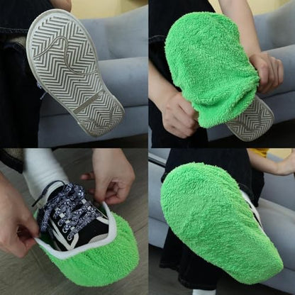 2-in-1 Mop Head Replacement Rag Towel Reusable Microfiber Household Wet and Dry Cleaning Cloths Shoe Cover Rags,22x9cm (Green,1pcs) - color: Green,1pcs