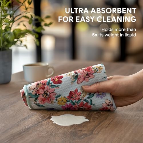 RECYCO Waffle Kitchen Towel Set of 2 - Quick Dry Microfiber Sustainable Dish Towels - Absorbent Reusable Cleaning Tea Towels - Lightweight Hand Towels,16”x 28”, Cuckoo Checker - color: Cuckoo Checker