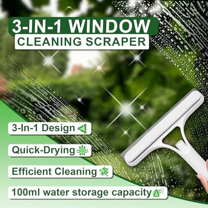 3 in 1 Window Cleaning Scraper, Window Squeegee with Sprayer, Window Cleaning Scraper for Windows, Walls, Car Windshields, Bathrooms, Kitchens, All-Purpose Window Cleaner Tool (White) - color: Std-white