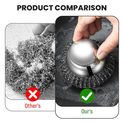 Steel Wool Scrubber with Handle, Upgrade Heavy Duty Stainless Steel Dish Scrubber for Cleaning Dishes, Iron Pots, Stoves, Kitchen Sink (4 pcs) - color: 4 Pcs