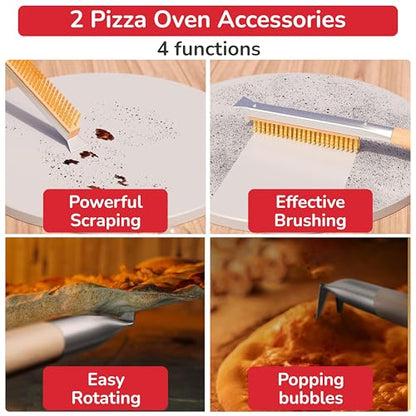 Senwosa Pizza Oven & Stone Brush with Scraper, Turning Fork & Bubble Popper Bundle - Essential Accessories & Tools for Any Pizza Oven - size: Set of 2