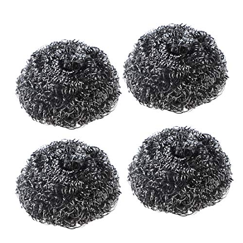 uxcell Round Stainless Steel Scrubbers Pad 2.4-inch Dia 4 Pcs Silver Tone