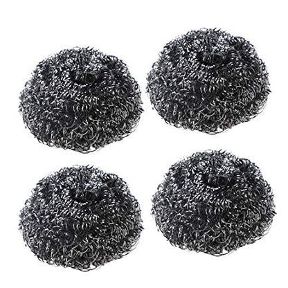 uxcell Round Stainless Steel Scrubbers Pad 2.4-inch Dia 4 Pcs Silver Tone