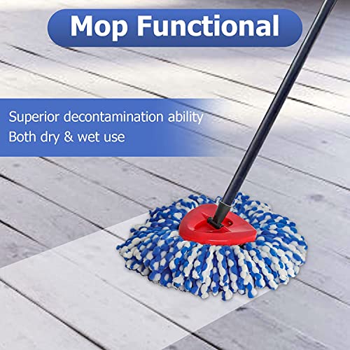Spin Mop Replacement Head - 4 Pack RinseClean Mop Refills with Base Compatible with O-Cedar Triangle Spin Mop, Microfiber Mop Replace Head Easy Cleaning Floor Head Mop (for 2 Tank System ONLY) - color: 4 Pack Blue With Base