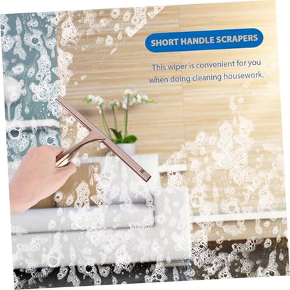 Stainless Steel Window Squeegee with Copper Silicone Handle, Shower Glass and Mirror Cleaning Tool, Household Bathroom and Car Cleaning Scraper
