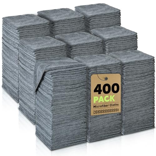 TEAWOO Gray Microfiber Cleaning Cloths Bulk-400 Pack, Gray Microfiber Towels for Cars, Ultra Absorbent Wash Cloths, Lint-Free Streak-Free Microfiber Towels Bulk for Cars, 12x12 inches - size: 400Pack Grey