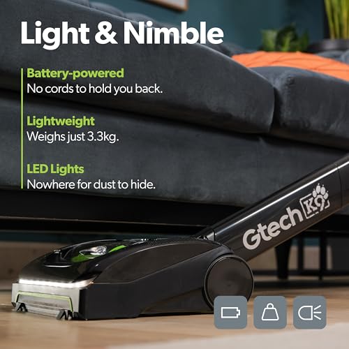 Gtech AirRAM 2 K9 Cordless Vacuum Cleaner with Scented Cartridges - Removes Tough Pet Hair - Perfect for Carpet and Hardwood Floors - Rechargeable 22v Li-ion Battery - Lightweight (7 lbs.) - style: AirRAM2 K9 – Cordless Upright for pets