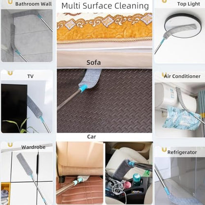 Flat Duster for Household Appliances – Dusting Cloth with Extension Pole, Telescopic Gap Duster, Bendable Dust Mop for Cleaning Under Tight Spaces, 37.4"x2.95"x1.18" (Replace Cloth 3pcs) - color: Replace Cloth 3pcs